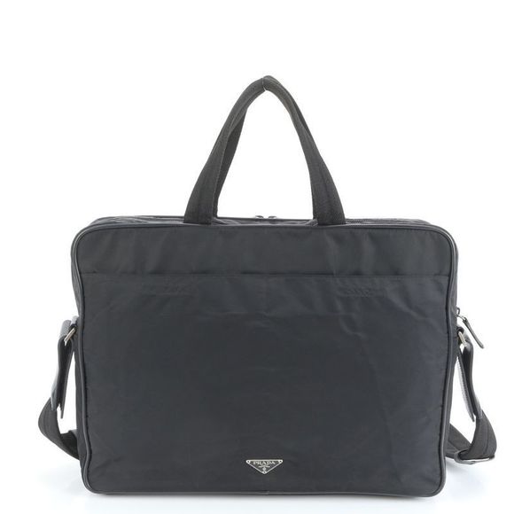 Prada Tessuto Nylon Triangle Logo Leather 2WAY Business Bag Crossbody Shoulder - Picture 3 of 9
